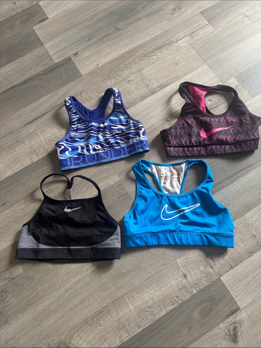 Nike Girls Blue, Black, Purple, Pink Sports Bras (4-Pack)